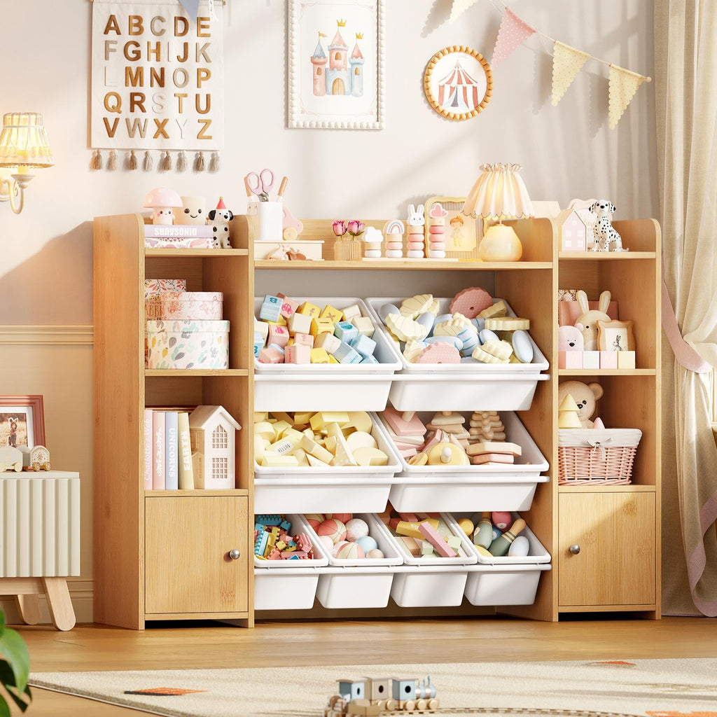 FOTOSOK Toy Storage Organizer with 8 Toy Bins, Toy Organizer Toy Bin for Kids