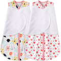 BSTOPPT Newborn Sleep Sack Baby Swaddle,3-6 Months,3-Way Adjustable Wearable Blanket,100% Rayon Cotton Swaddling Sleeping Bag，TOG 0.5（Heart&Floral）