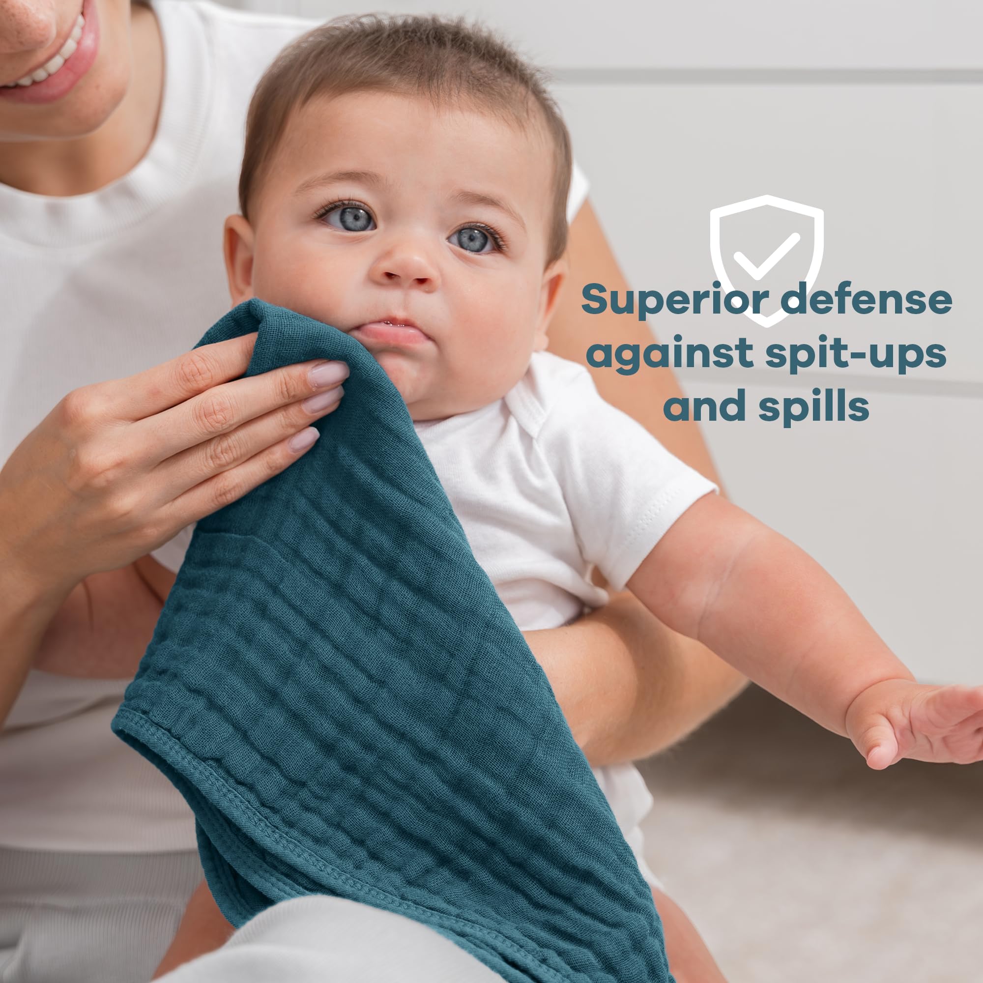 Comfy Cubs Muslin Burp Cloths 20x10" 10 Pack, Baby Burp Cloths - Multi Boy