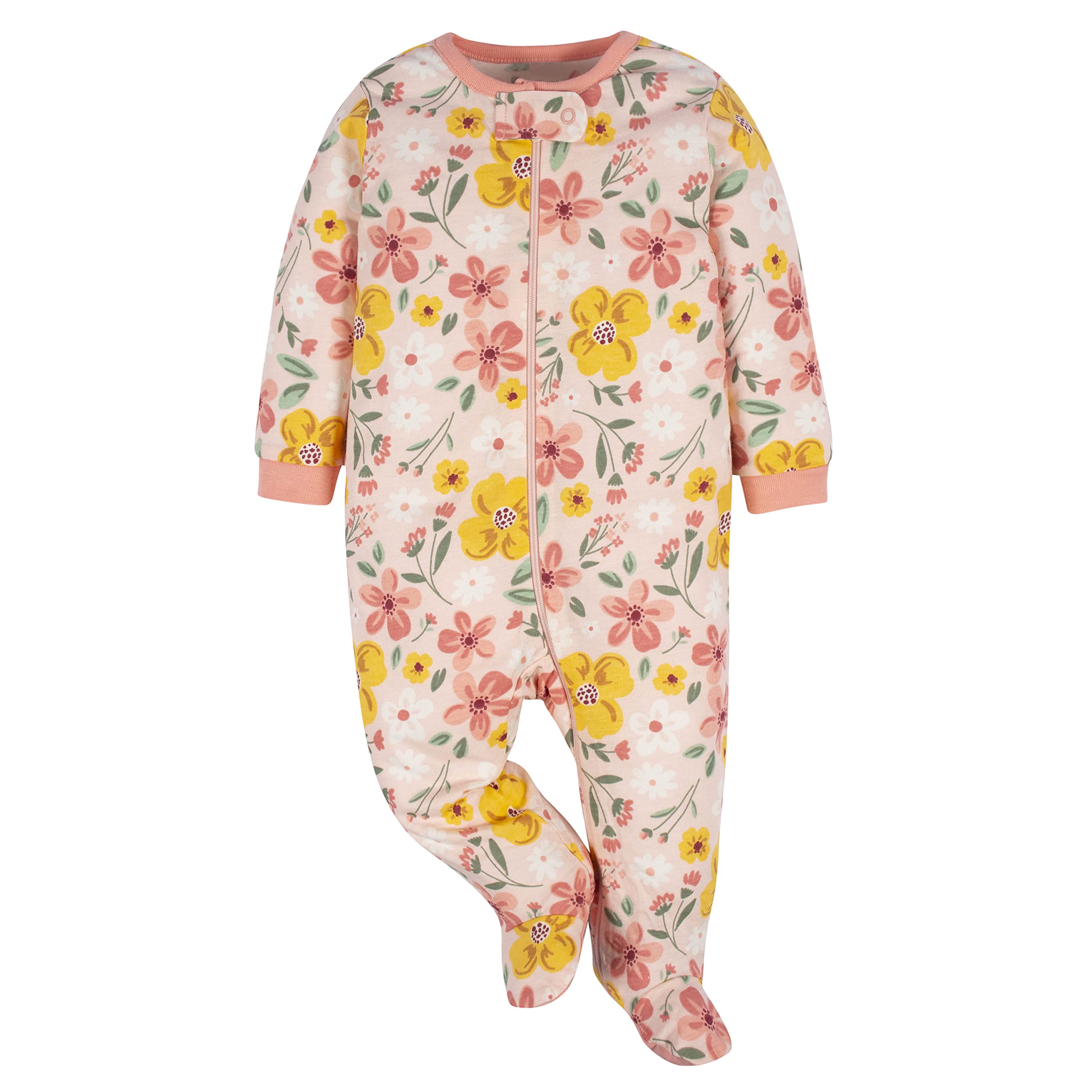 Gerber Baby Girls 4 Pack 'N Play Footie And Toddler Sleepers, Golden Floral, 0-3 Months US