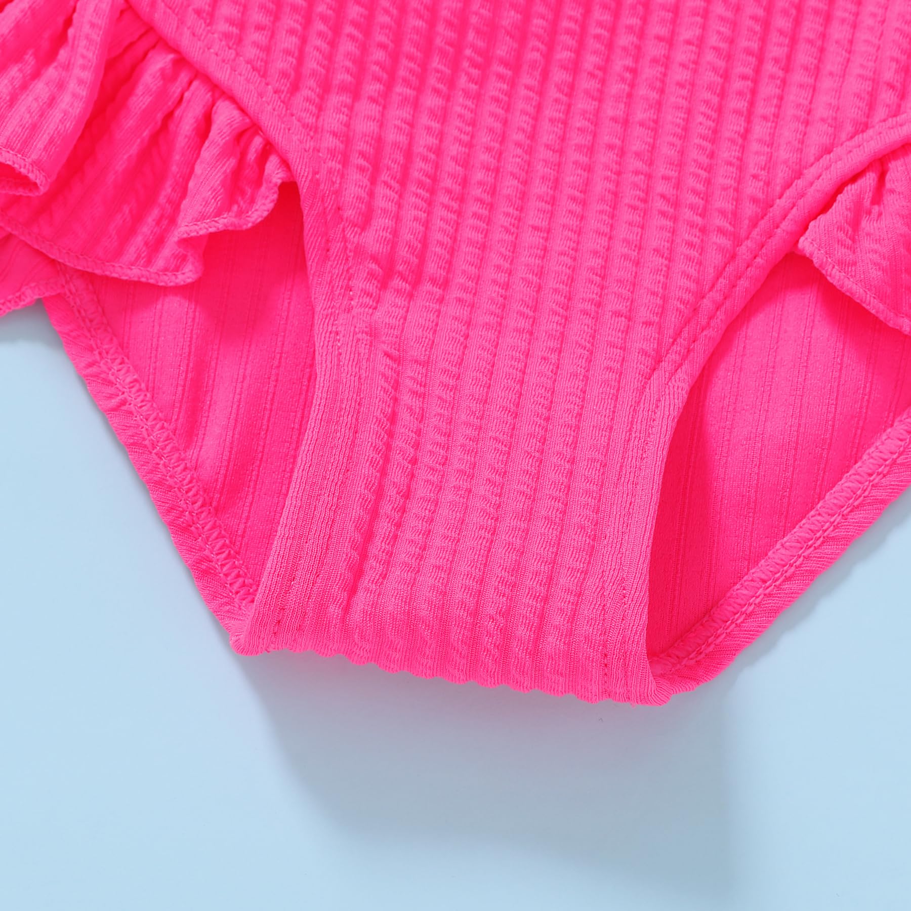 YOUNGER TREE Toddler Girls Two Pieces Swimsuit Color Block Stripe Swimwear Summer Beach Bathing Suit 18M-5T(Pink 12-18 Months)