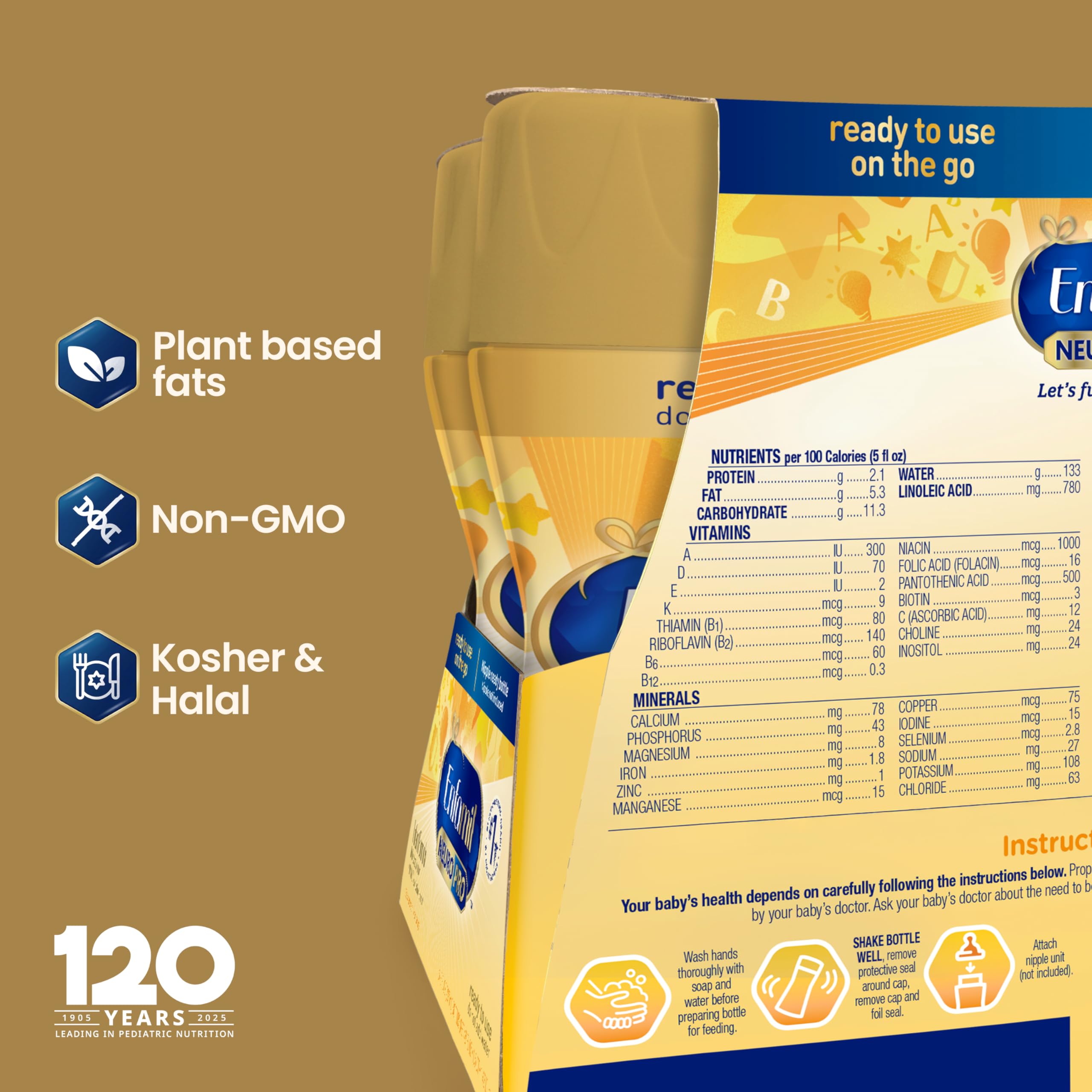 Enfamil NeuroPro Ready to Feed Baby Formula, Brain Building Duo DHA & MFGM, Exclusive Immune Supporting HuMO6 Blend, Enfamil Ready to Feed Infant Formula, 8 fl oz, 6 count, Total 24 bottles
