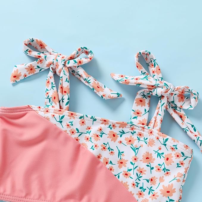 YOUNGER TREE Toddler Girls Two Pieces Swimsuit Color Block Stripe Swimwear Summer Beach Bathing Suit 18M-5T