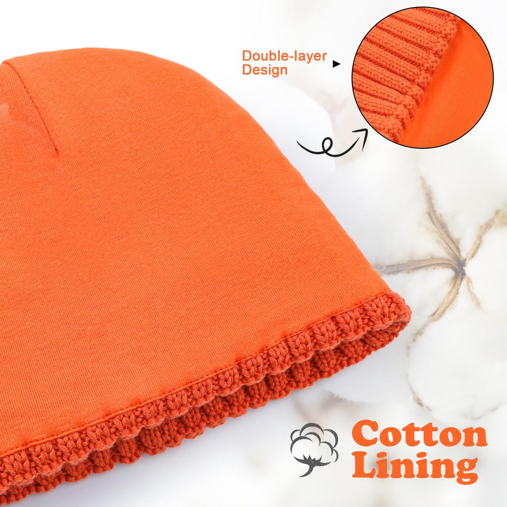RUIKUNA Toddler Boy Winter Beanie Baby Knit Hat Warm Girl Beanies Newborn Cute Hats for Kid Orange