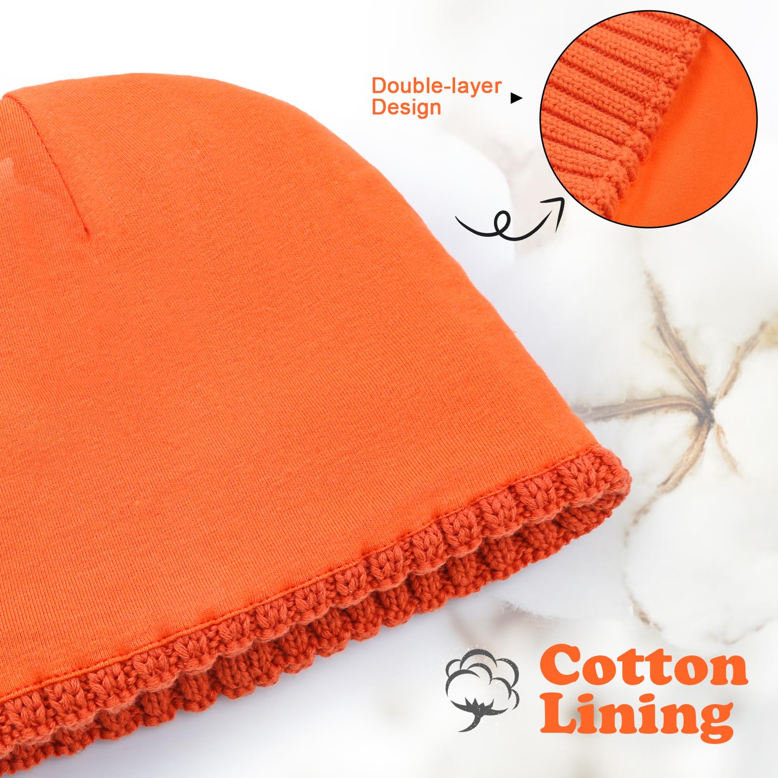 RUIKUNA Toddler Boy Winter Beanie Baby Knit Hat Warm Girl Beanies Newborn Cute Hats for Kid Orange