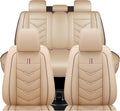 Leather Car Seat Covers Fit for LR Defender 2020-2025, 5 Seater Waterproof and Wear-Resistant Seat Cover Interior Accessories(Full Set,Beige)