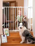 Babelio 31.5-55" No Bottom Bar Baby Gate Extra Wide, 2-in-1 Auto Close Dog Gate for The House, Stairs and Doorways, with Large Walk Thru Door, White