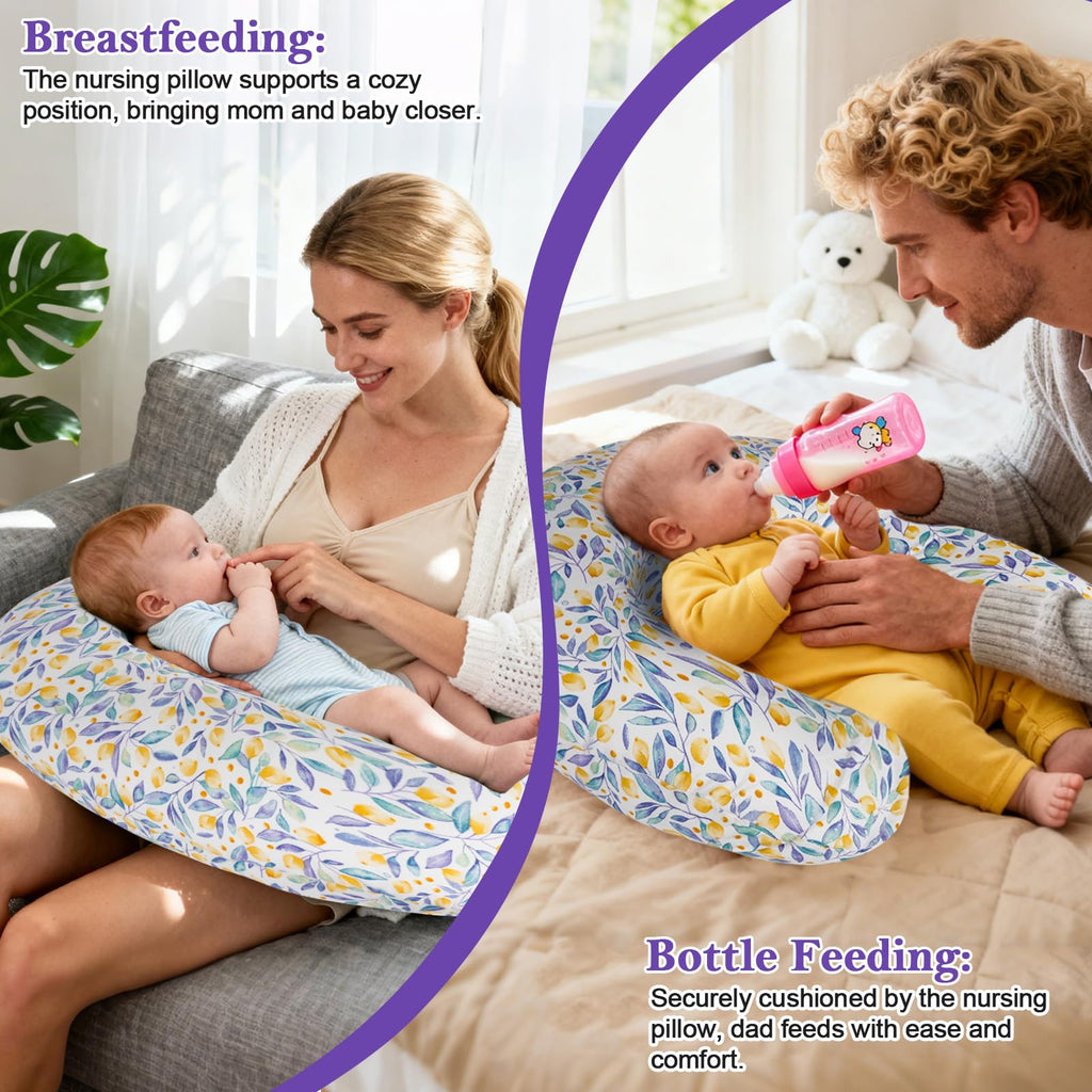 LLCJYYCY Nursing Pillow, Ergonomic Breastfeeding Pillow for Breastfeeding & Bottle Feeding, Standard Size Breathable with Washable Cover, Hypoallergenic, Tummy Time & Sitting Support (0-12Months)