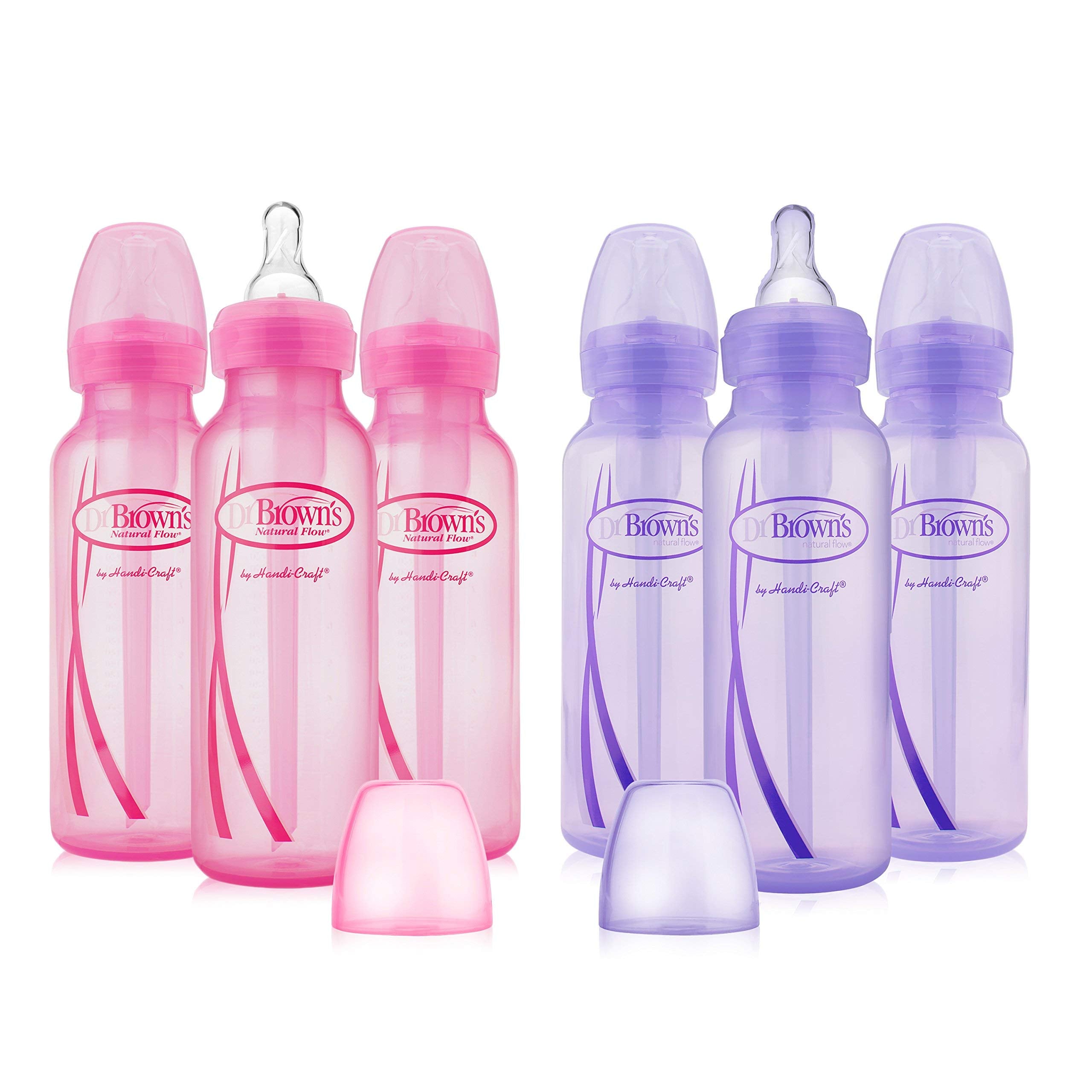 Dr. Brown's Girls' Bottles - 3 (8 oz.) Lavender, 3 (8 oz.) Pink (6 Pack)