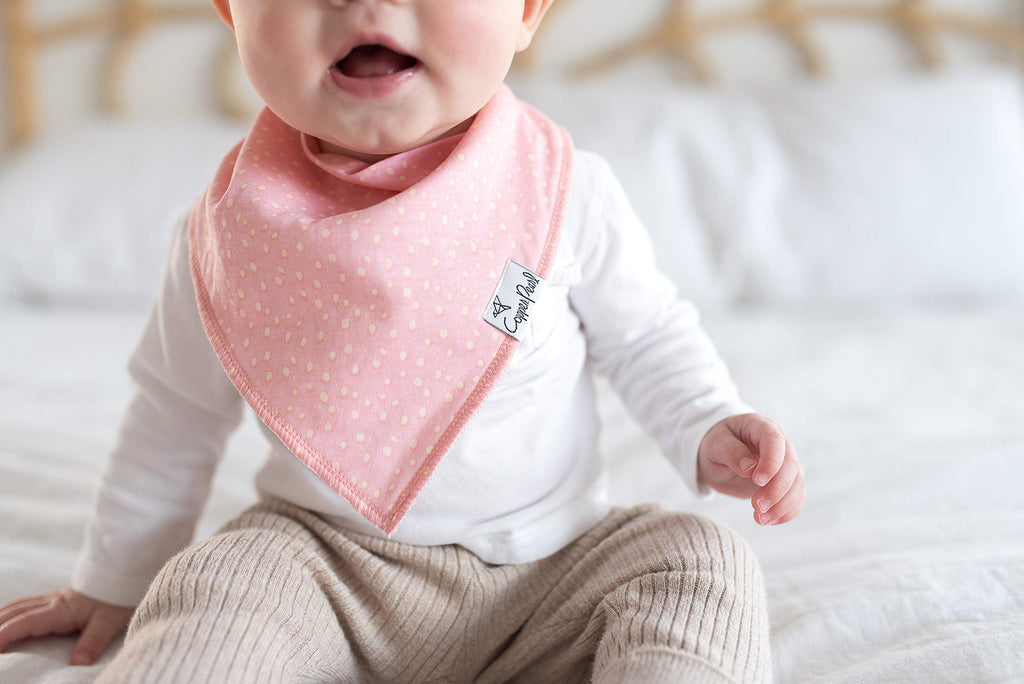 Copper Pearl Baby Bibs for Baby Boy or Girl – Bandana Drool Bibs for Teething, Absorbent Bibs for Eating, Newborn to Toddler, 6 Pack, Sunny