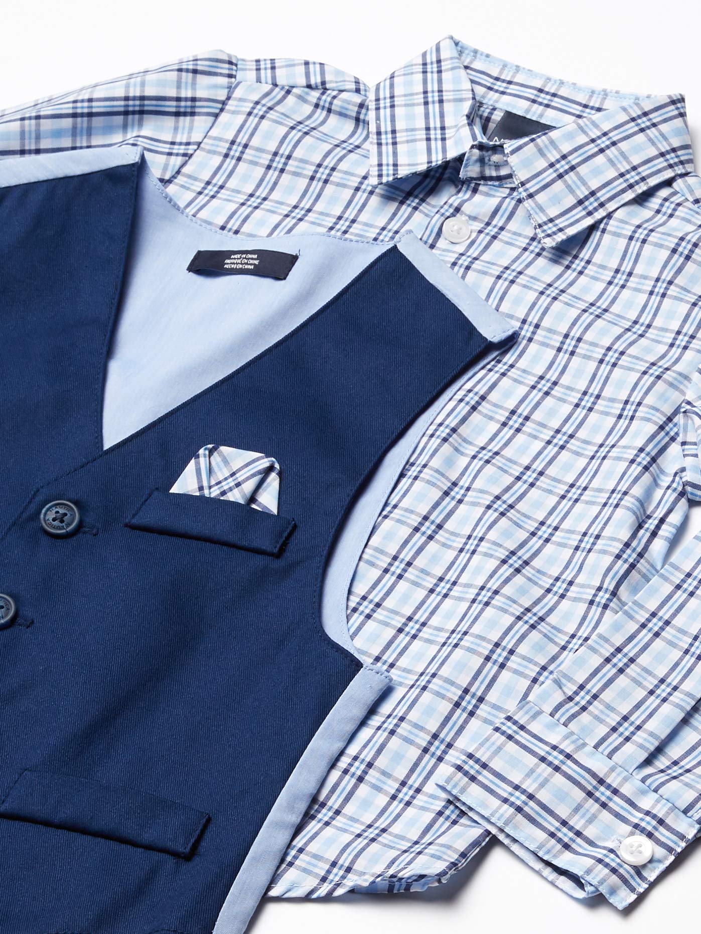Nautica Boys' 4-Piece Vest Set with Dress Shirt, Bow Tie, Vest, and Pants, Khaki/Navy, 6
