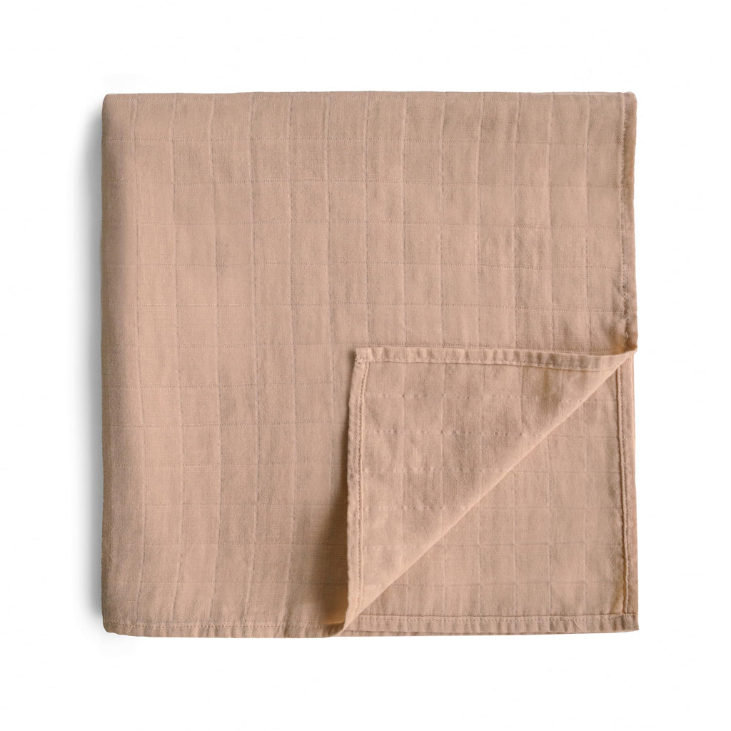 mushie Muslin Baby Swaddle Blanket | 100% Organic Cotton (Natural)