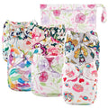 Babygoal Cloth Diaper Cover for Girls,Baby Adjustable Reusable Covers for Fitted Diapers and Prefolds, 6pcs Baby Clothes Covers+One Wet Bag 6DCF04