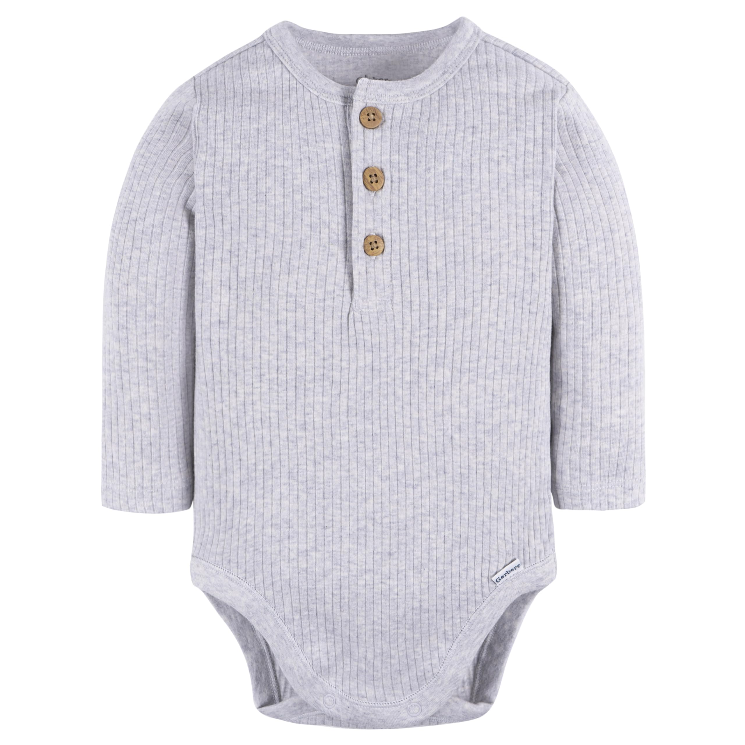 Gerber Baby Boys' 2-Pack Bodysuits, Ivory & Grey Heather, 12 Months
