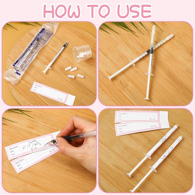 Trelaco Colostrum Collector Kit Include Sterile Sealed Breast Milk Syringes with Caps No Needle Colostrum Syringes Stickers 1 Measuring Cup Harvesting Collection for Breastmilk(50 Sets,1 ml)