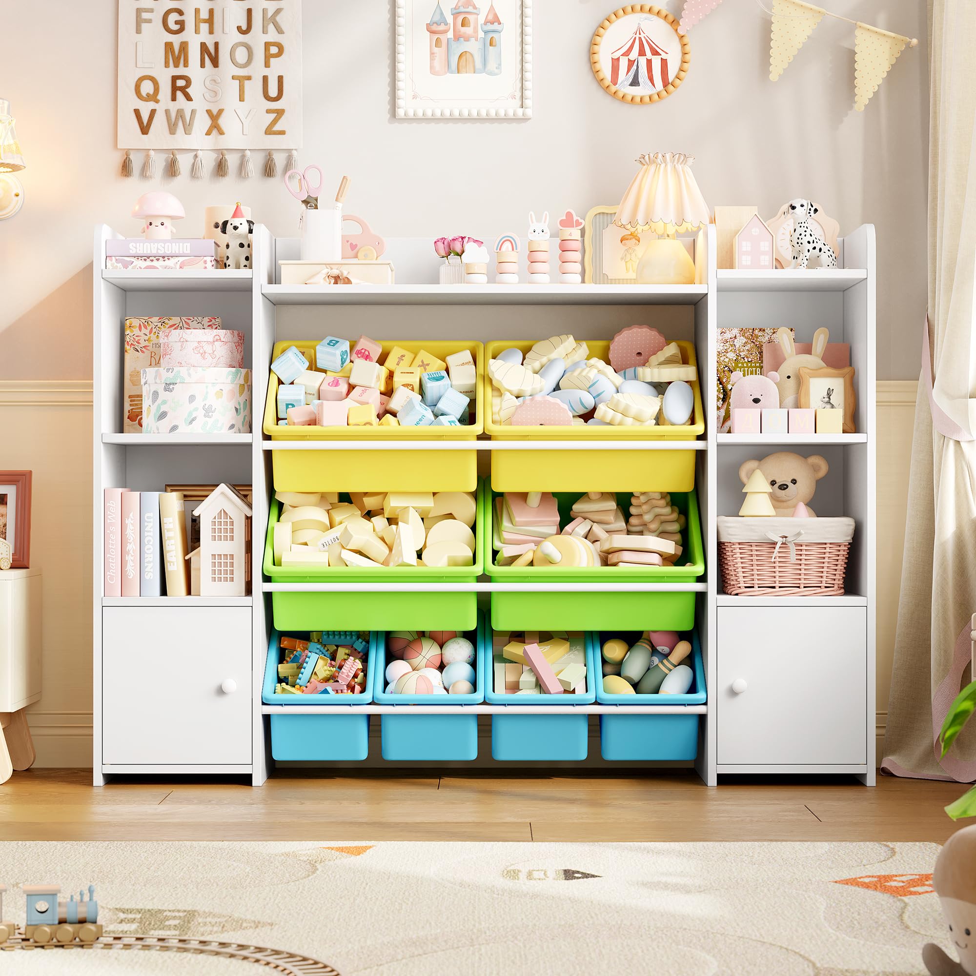 FOTOSOK Storage Organizer with 8 Bins, Organizer Bin