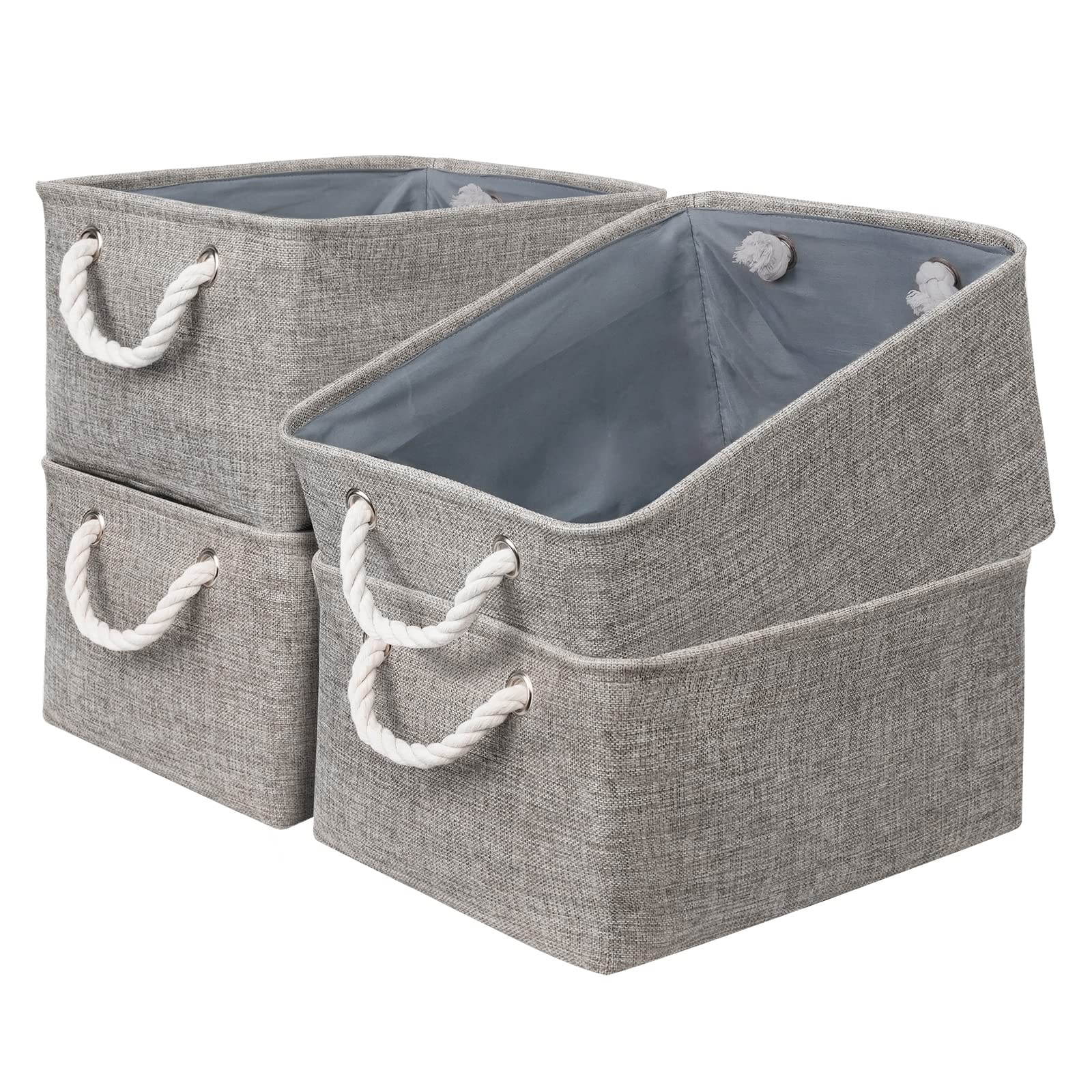 Sacyic Storage Basket Fabric Sturdy Canvas Storage Bins Organizer with Handles for Clothes and Storage Foldable Storage Boxes Cubes