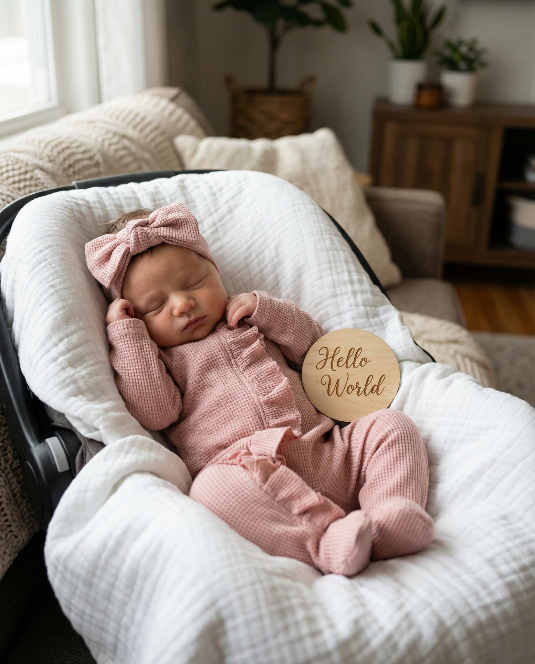 CIYCUIT Baby Girls Clothes Newborn Long Sleeve Zip Up Onesie Romper with Headband Fall Winter Outfits Pink 0-3 Months
