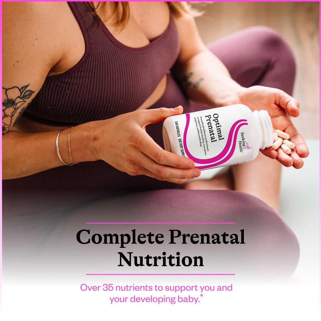 Seeking Health Optimal Prenatal - Supplement with Vitamin B12, L-Methylfolate, & Choline - Vegetarian Supplement to Support Optimal Prenatal Health - 240 Capsules