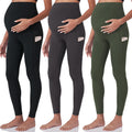 POSHDIVAH 3 Pack Women's Maternity Leggings, Black Grey Green XX-Large