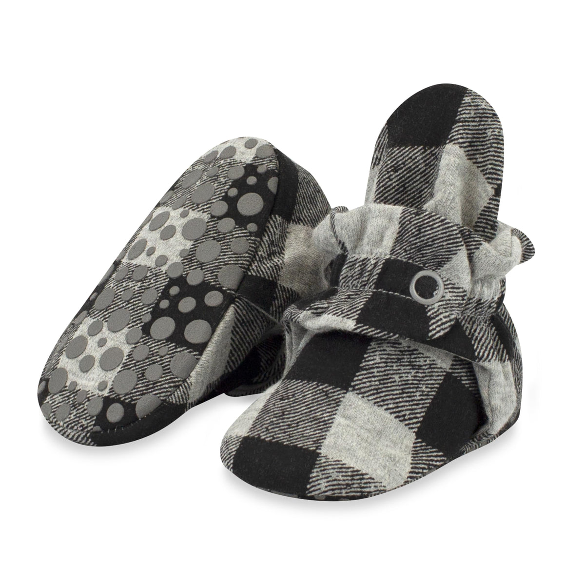 Zutano Organic Cotton Baby Booties With Gripper Soles, Soft Sole Stay-on Baby Shoes, Mushrooms, 18M