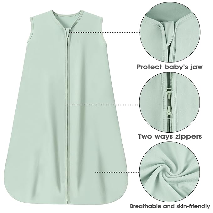 Baby Sleep Sack 0-6 Months Baby Wearable Blanket 100% Rayon Cotton 2-Way Zipper Toddler Sleeping Sack，Comfy Soft Lightweight TOG 0.3