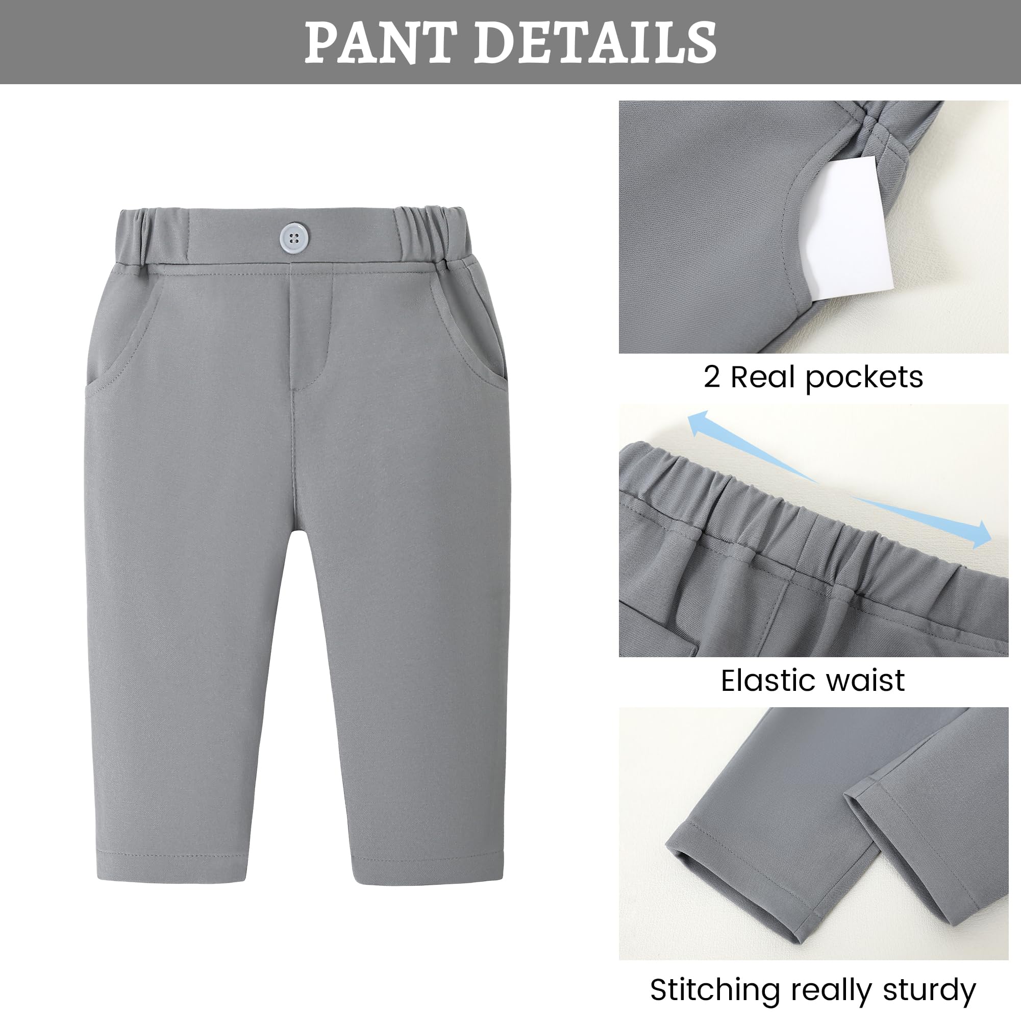 SANMIO Baby Boy Suit Set Infant Gentleman Formal Outfits 0-24M Light Gray