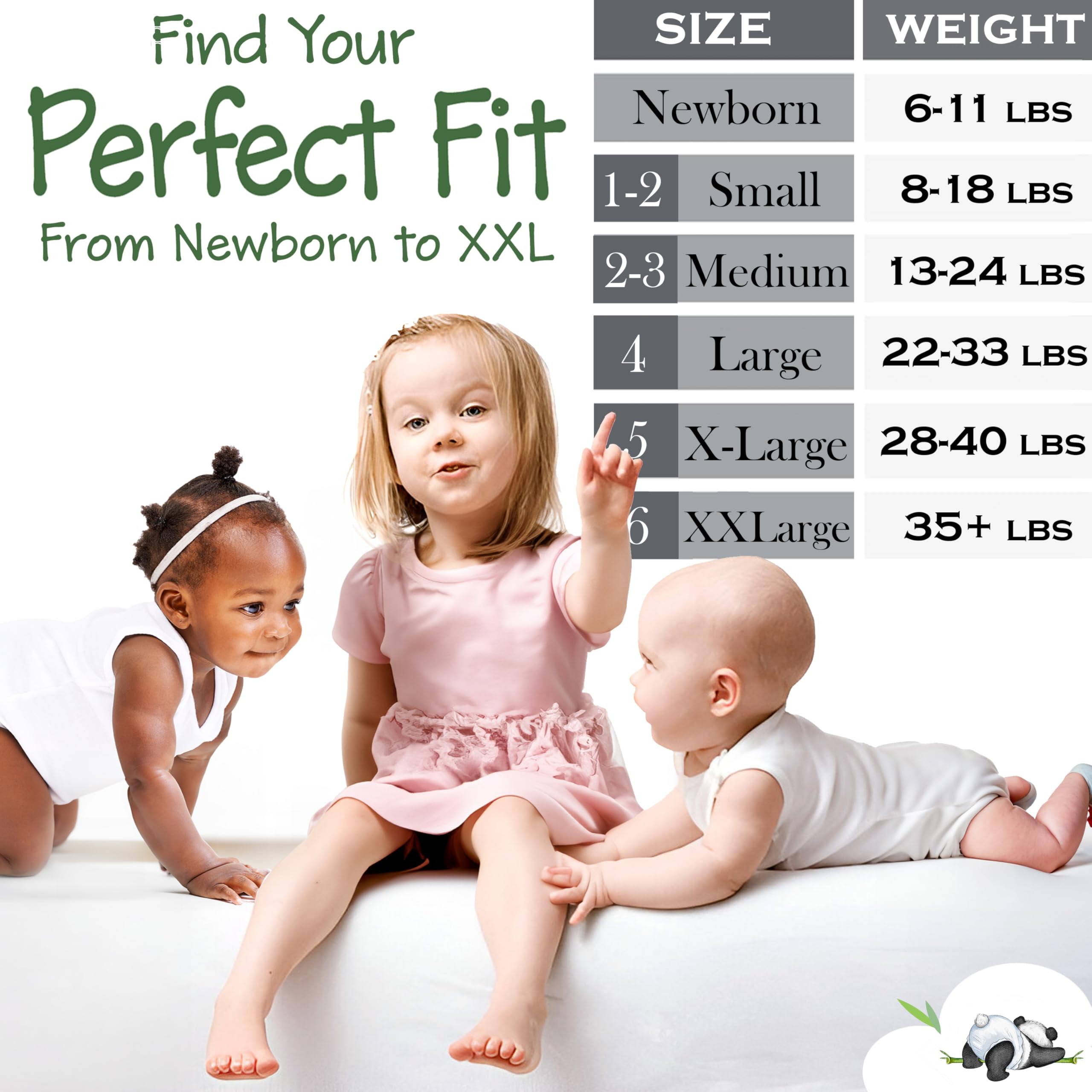 Bambooties Bamboo Baby Diapers, Totally Chlorine Free for Sensitive Skin for Newborns to XXL. Hypoallergenic & Non Toxic Eco Friendlier Plant-Based Materials. TCF XL Size 5 Diapers (144 ct)