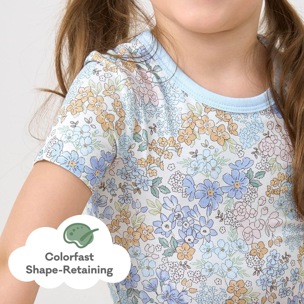 pureborn Toddler Viscose from Bamboo Pajamas Set Girls Pjs Blue Floral 3T