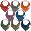 8-Pack Organic Baby Bandana Bibs for Boys, Girls - Super Absorbent Triangle Baby Bibs for Drooling and Teething Infant, 100% Cotton Extra Soft for Newborn, Infant 0-36 Months (Thunder)
