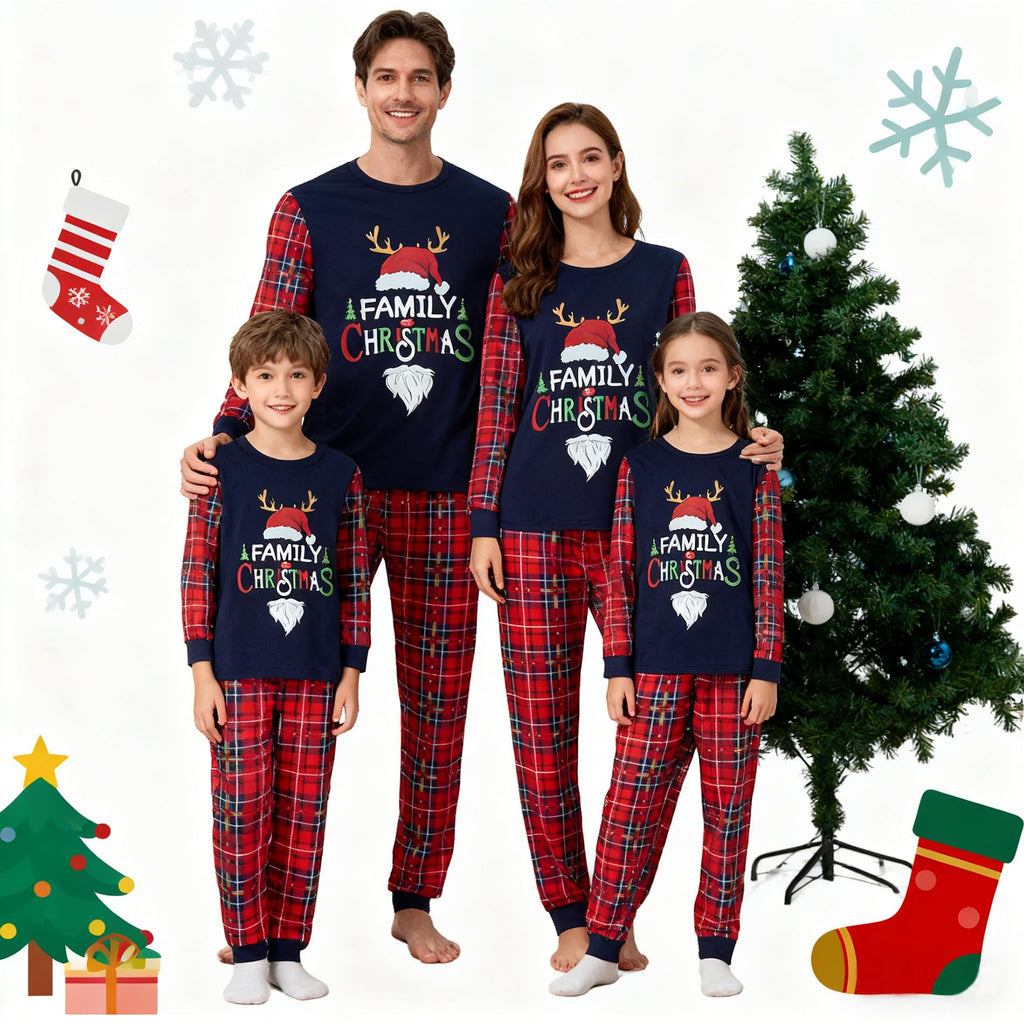 Awoscut Family Christmas Pajamas Matching Pajamas for Family, Xmas PJs Sets Holiday Sleepwear(&q-13, Kids, 3 Years)