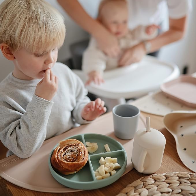 mushie Silicone Suction Plate | BPA-Free Non-Slip Design (Stone)