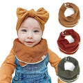 Kishu Baby Indi Fairtrade Certified Organic Infinity Scarf Bib Set - 4-Way Reversible, 8 Layer Muslin Drool Bibs (Rust, Caramel, Dark Olive)