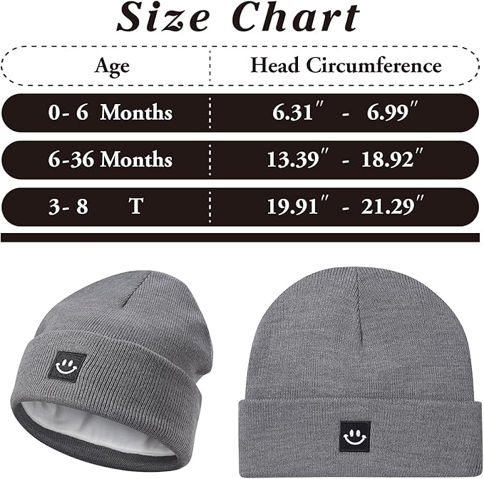 MaxNova 2 Pack Baby Beanie Fleece Lined Knit Toddler Hat for Girls Boys 0-8 Years
