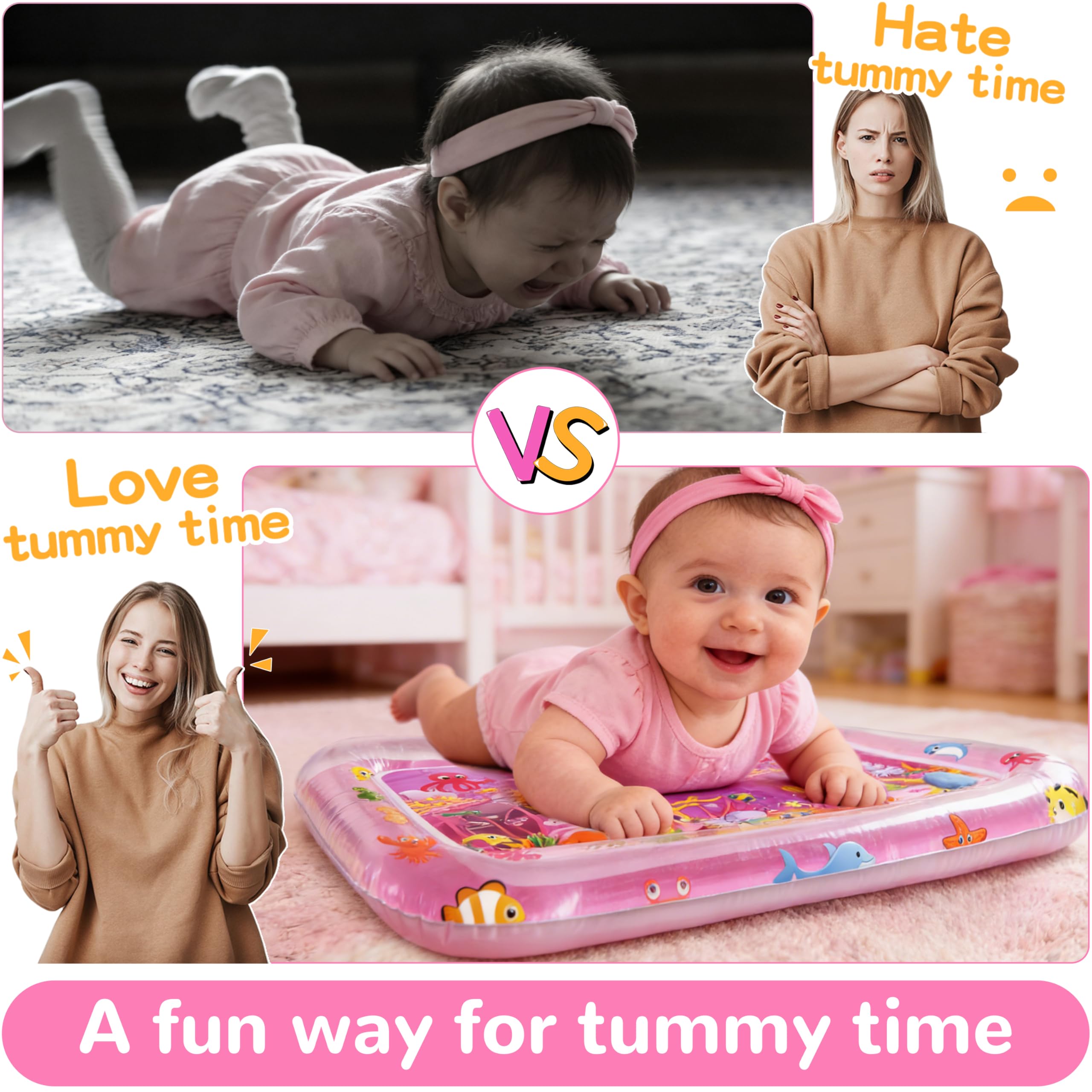 Yeeeasy Tummy Time Water Mat for Girl, Baby Girl Toys for 0, 3, 6, 9, 12 Months, Baby Girl Gifts, Develop Sensory Toys Kids' Indoor Climbers & Play Structures
