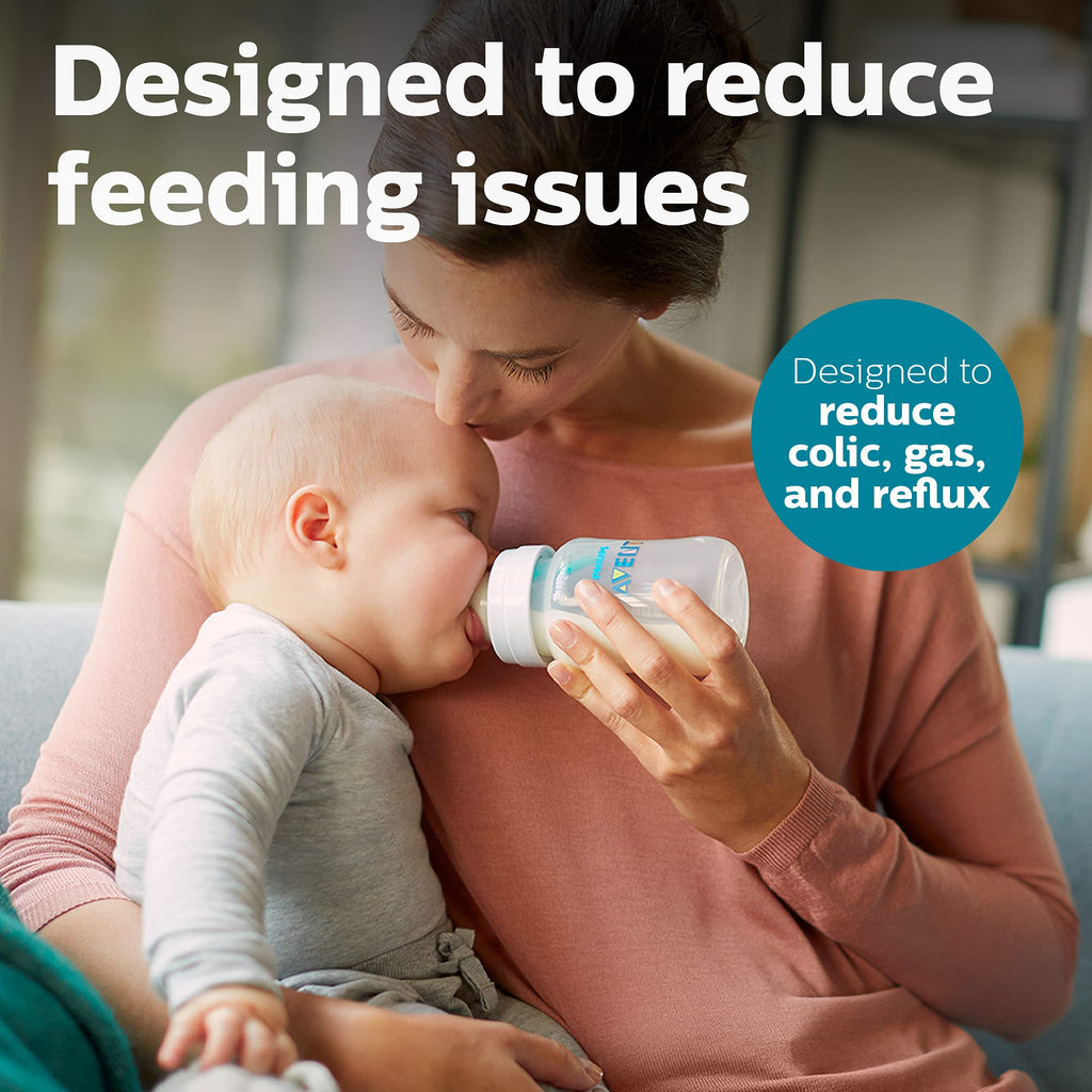 Philips Avent Anti-Colic Baby Bottle with AirFree Vent, Medium Flow, 9 oz
