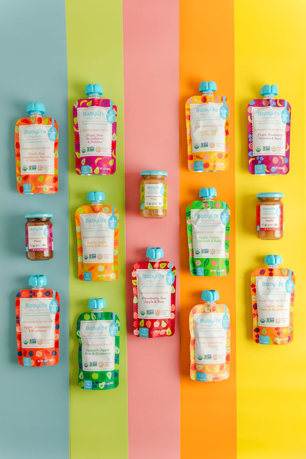 Babylife Organics Stage 2 - Carrot, Apple, Peach & Banana, 3.5 Ounce Pouch (6 Pack) - Heavy Metal Safe, Organic Baby Food