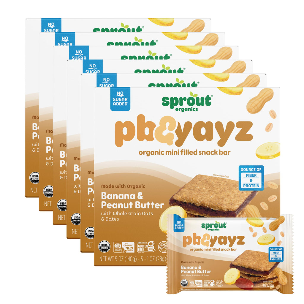 Sprout Organics, PB & Yayz Toddler Snack Bars, Peanut Butter & Banana, 30 Bars (6 Boxes)