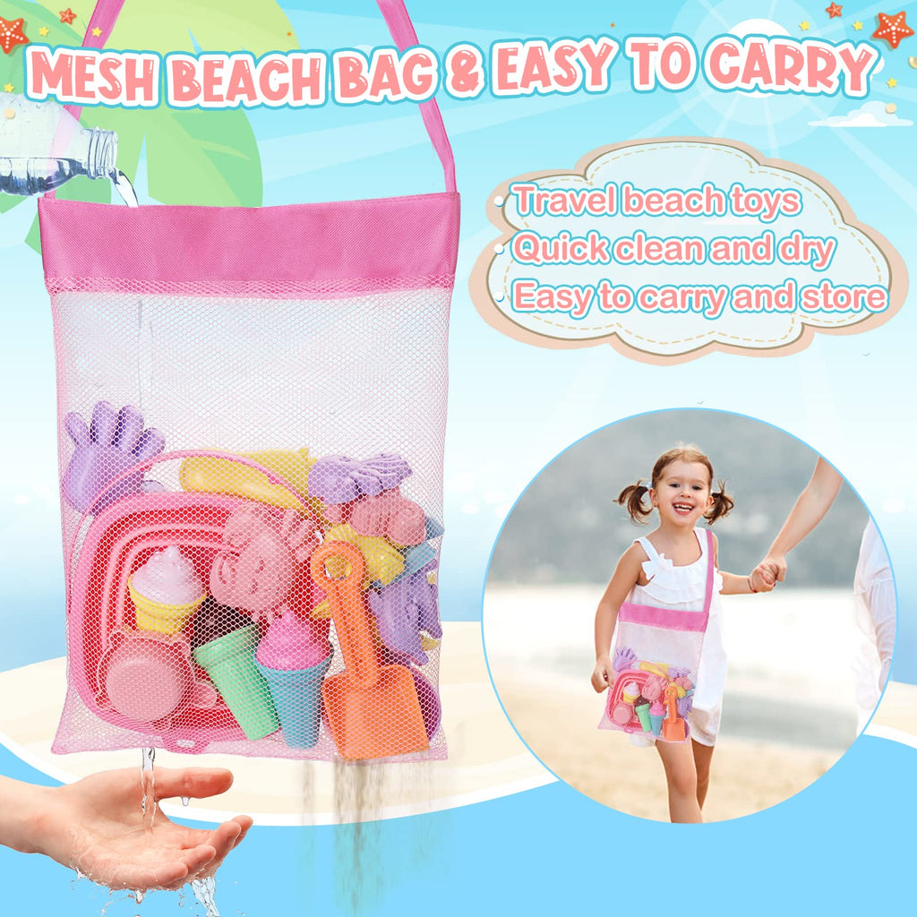 REZUCREY Beach Toys with Ice Cream, Collapsible Buckets for Kids Ages 3-12