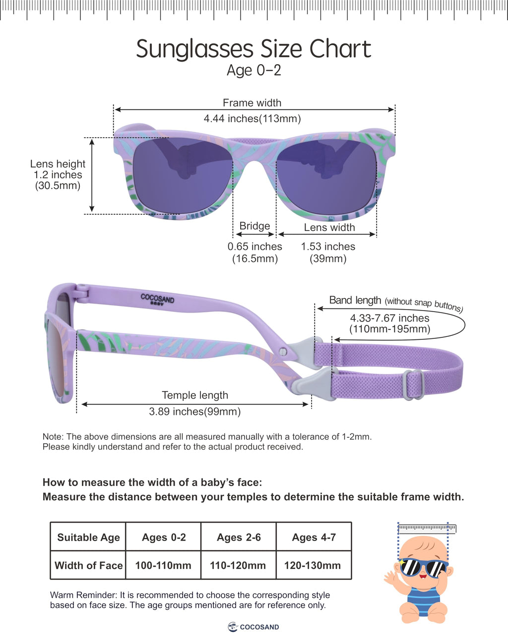 COCOSAND Flexible Polarized Baby Sunglasses with Strap