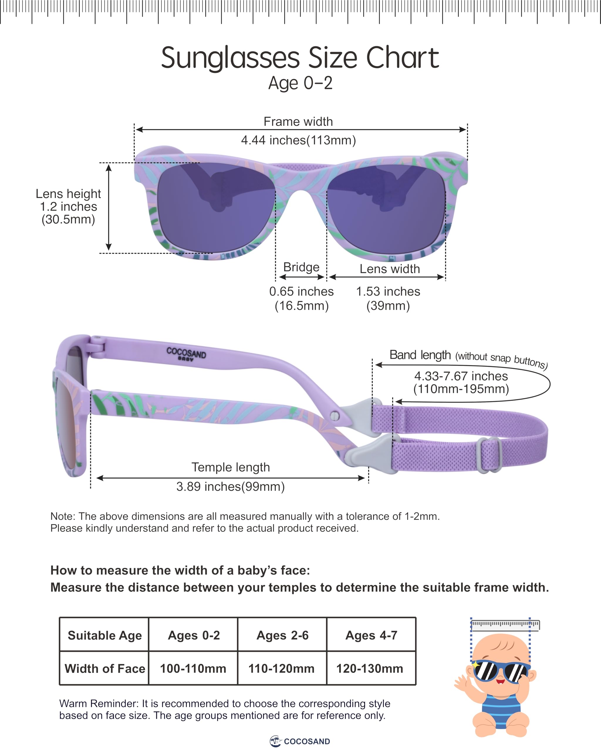 COCOSAND Flexible Polarized Baby Sunglasses with Strap
