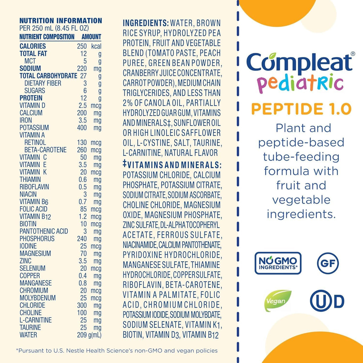 Compleat Pediatric Peptide 1.0mL, Vegetable and Fruit Medley Flavor, 24 Pk