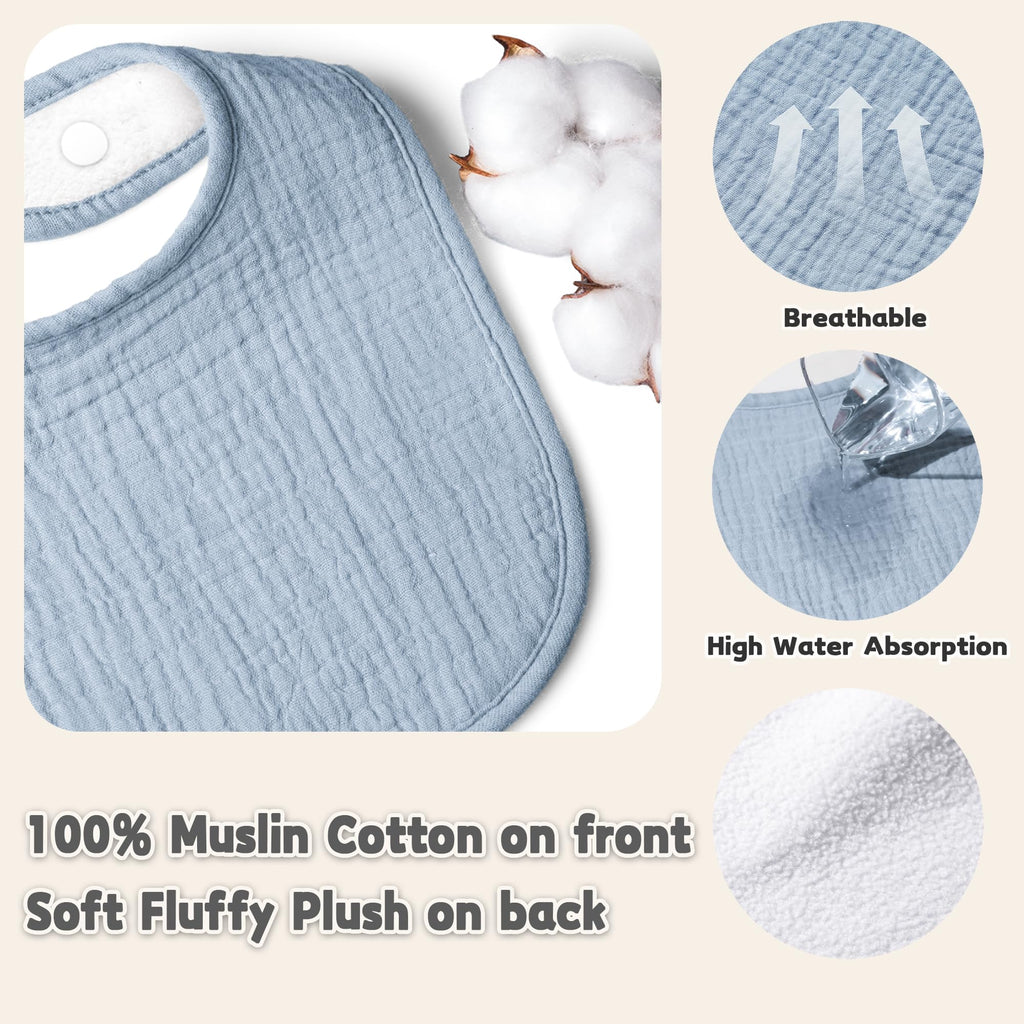 Susurration Muslin Baby Drool Bibs 10Pack Soft Square Adjustable Bandana Bibs for Unisex Baby Girls & Boys (Blue Planet)