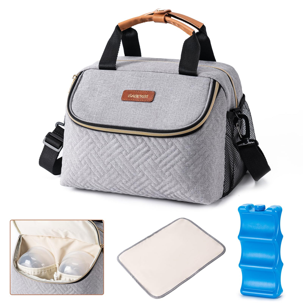 Breastmilk Cooler Breast Pump Bag with Ice Pack Fits 6 Bottles Up to 9 Oz