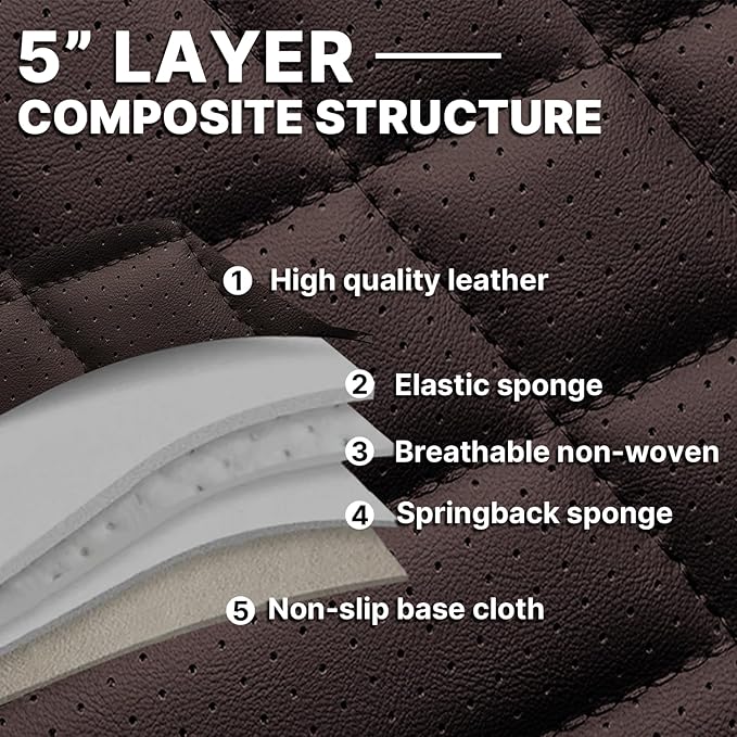 Car Seat Cover Full Set, Seat Cover for Cars, Car Seat Cover Car Seat Protector Waterproof Leather Car Seat Cushion Full Coverage Seat Cover Front Seat Fit for Most Cars(2 Seat,Brown&Beige)