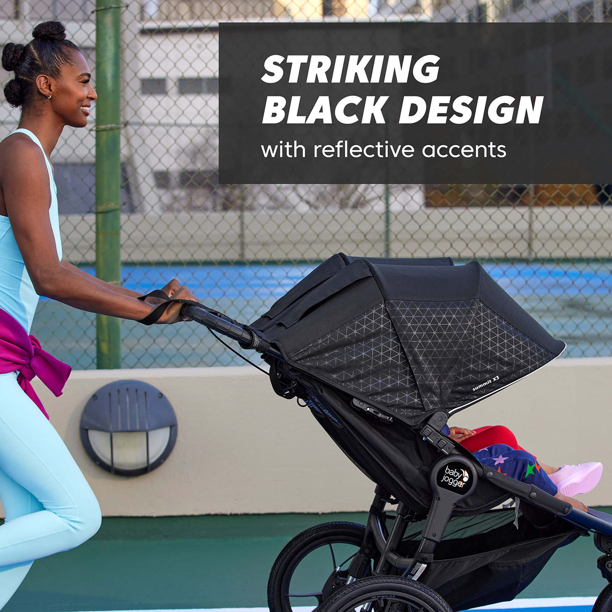 Baby Jogger® Summit X3 3-Wheel Jogging Stroller with Hand Brake, Baby Stroller with One-Hand Compact Fold, All-Wheel Suspension for Running, Jogging, and Everyday Outings, Midnight Black