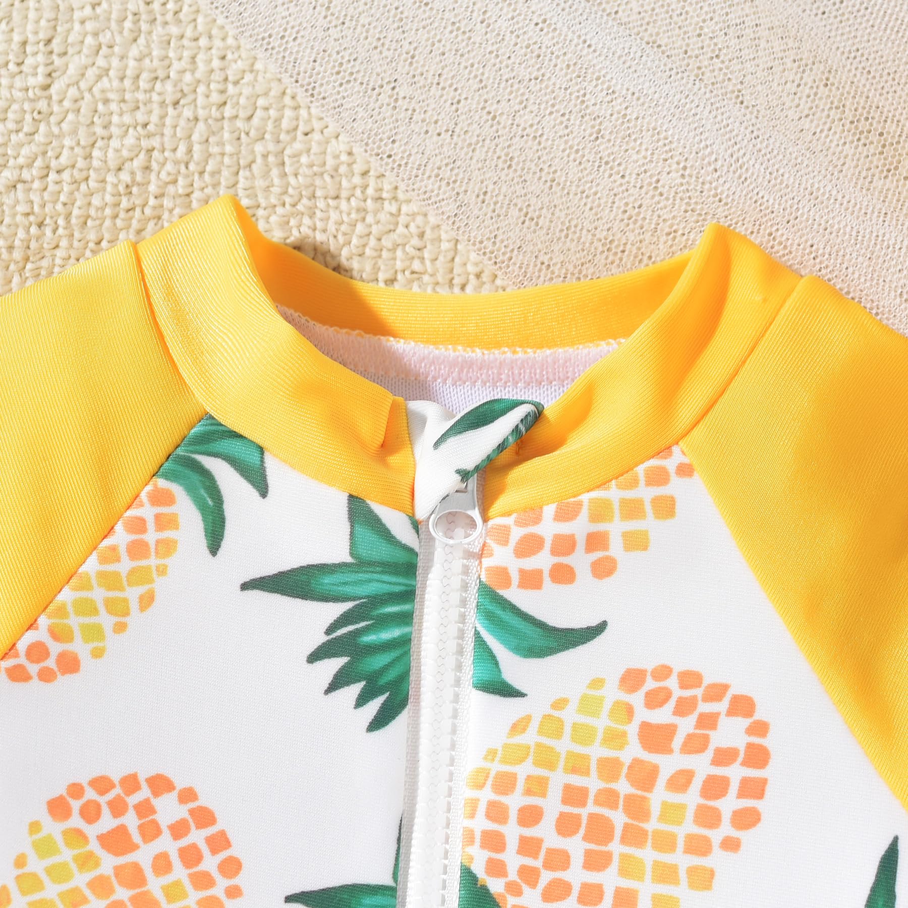 Aalizzwell 18-24 Months Baby Girls One Piece Long Sleeve Swimsuit Pineapple Bathing Suit Zip Up Swimwear Beach Wear Fruit