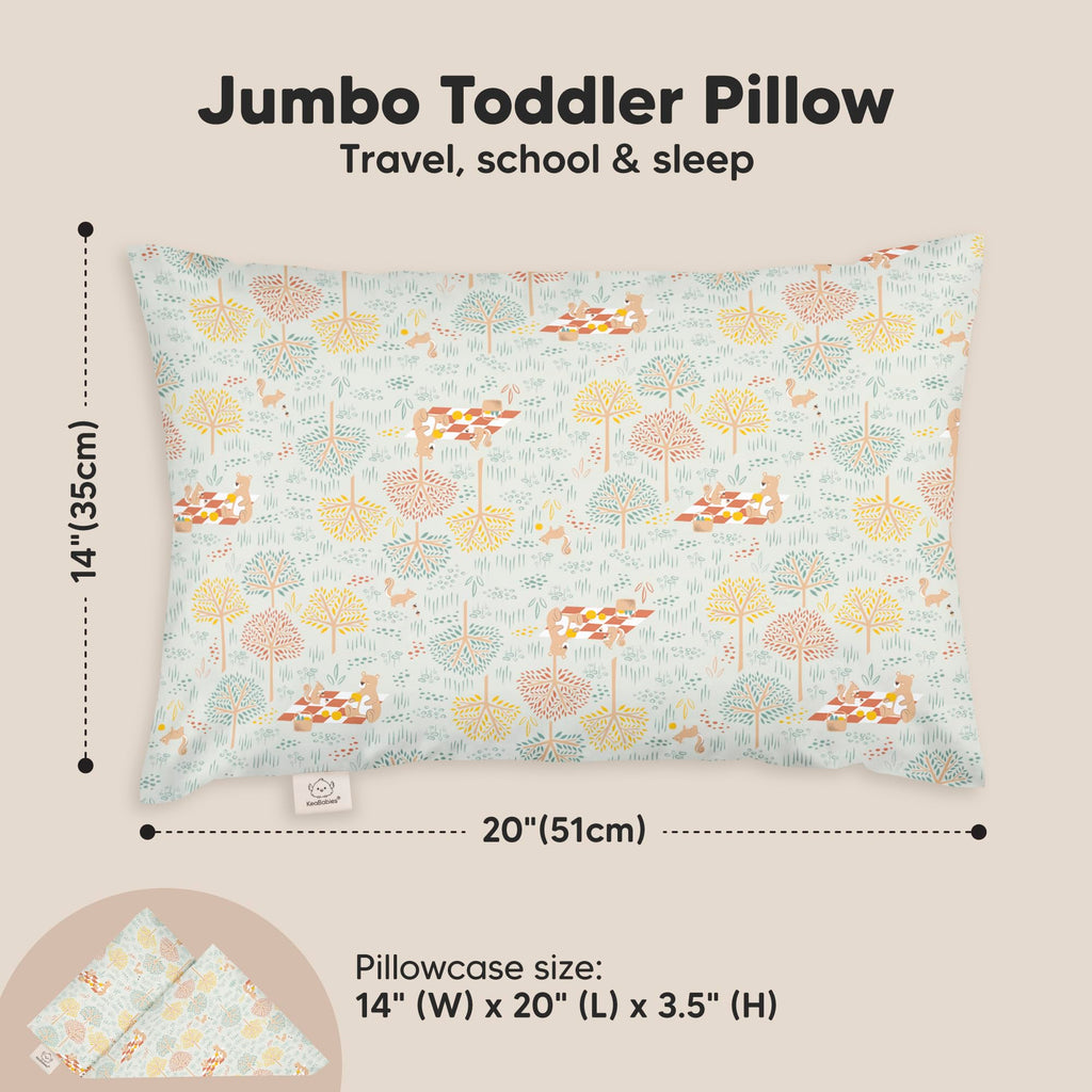 KeaBabies Organic Toddler Pillow with Pillowcase, Jumbo 14X20 (Wild Picnic)