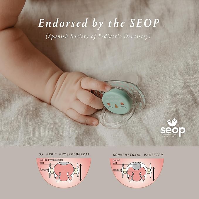Suavinex Bonhomia SX PRO Physiological Pacifier, Supports Breastfeeding Babies, Pacifiers for 18 Months and Up, Baby Pacifier, Baby Accessories, (Mint)