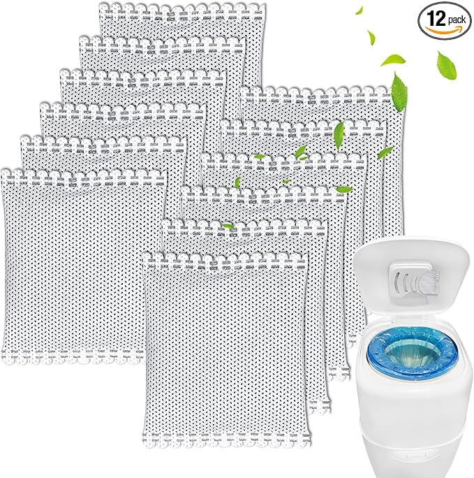 Diaper Pail Deodorizer Odor Absorber Carbon Filter Refill Compatible with Diaper Genie Complete Pail, 12 Pack